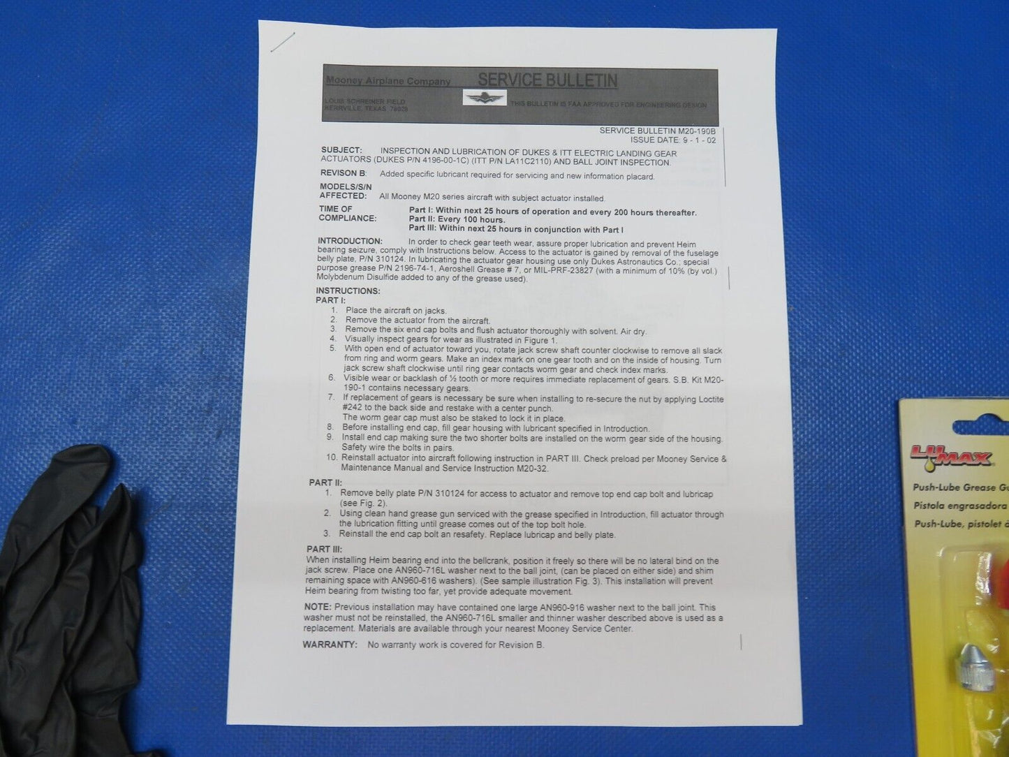 Mooney Lubrication Kit for Dukes Electric Landing Gear Actuators (1024-99)