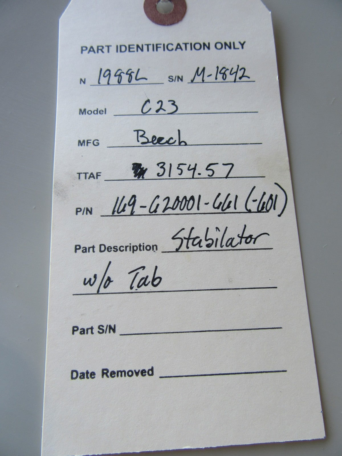 Beech 23 / C23 Stabilator w/o Tab P/N 169-620001-661, 169-620001-601 (0926-04)23