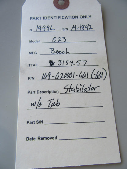 Beech 23 / C23 Stabilator w/o Tab P/N 169-620001-661, 169-620001-601 (0926-04)23