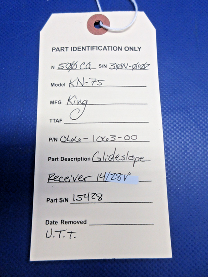 King KN-75 Glideslope Receiver 14/28V P/N 066-1063-00 WARRANTY (0926-792)7