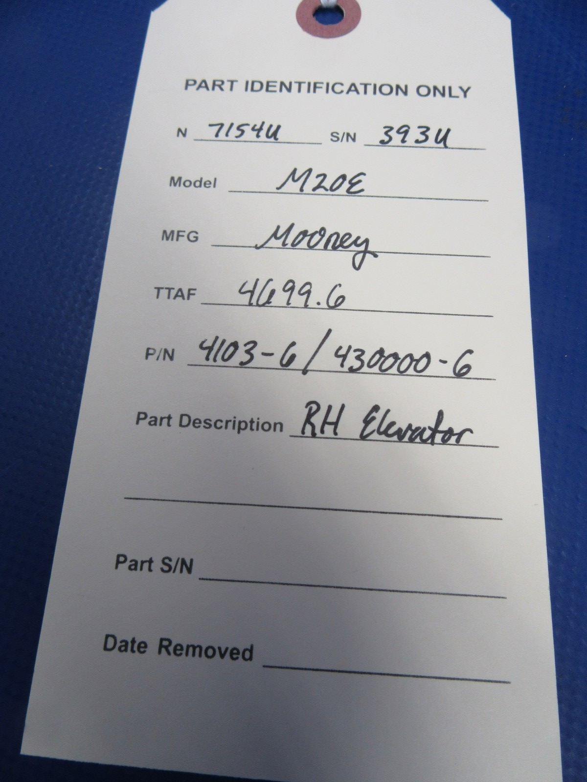 Mooney M20 / M20E RH Elevator P/N 4103-6 or 430000-6 (0326-33)10
