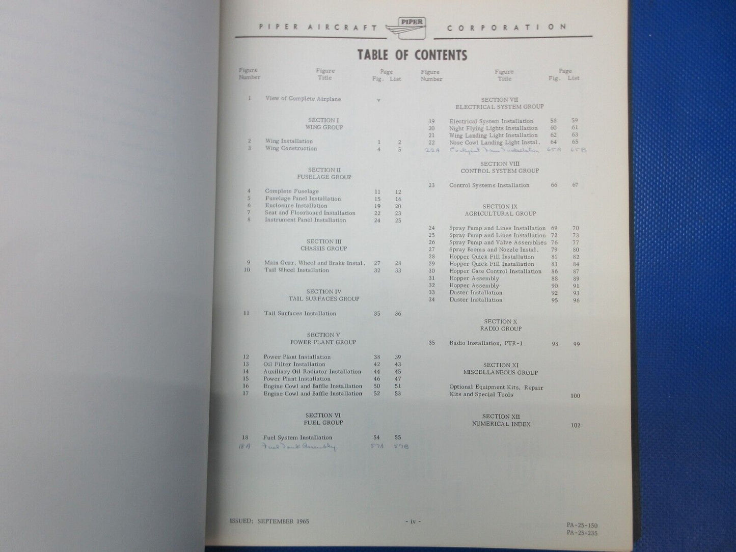 Piper PA-25 Pawnee Parts Catalog P/N 753-521 (1024-1238)