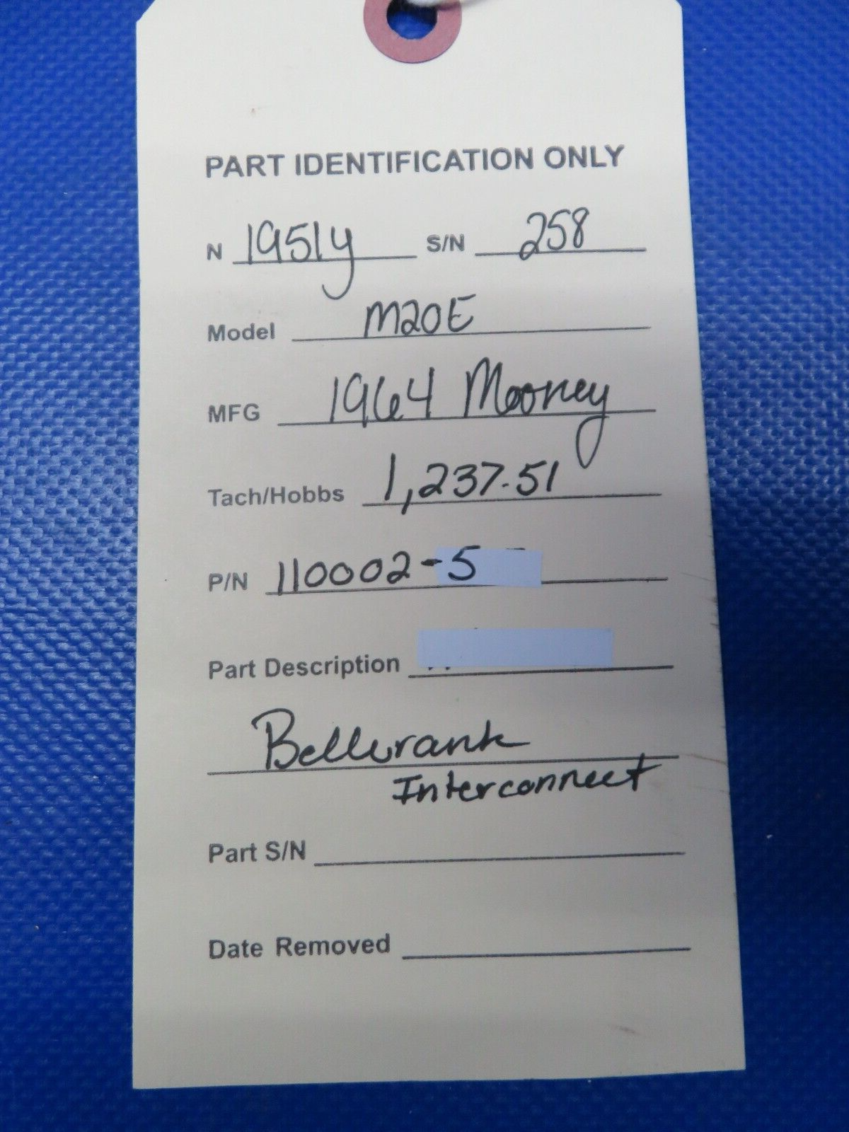 Mooney M20 / M20E Bellcrank Interconnect P/N 110002-5 (0424-159)