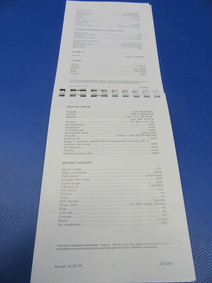 Various Original Piper Checklists PA-28 / PA-32 Lot of 9 (0124-31)