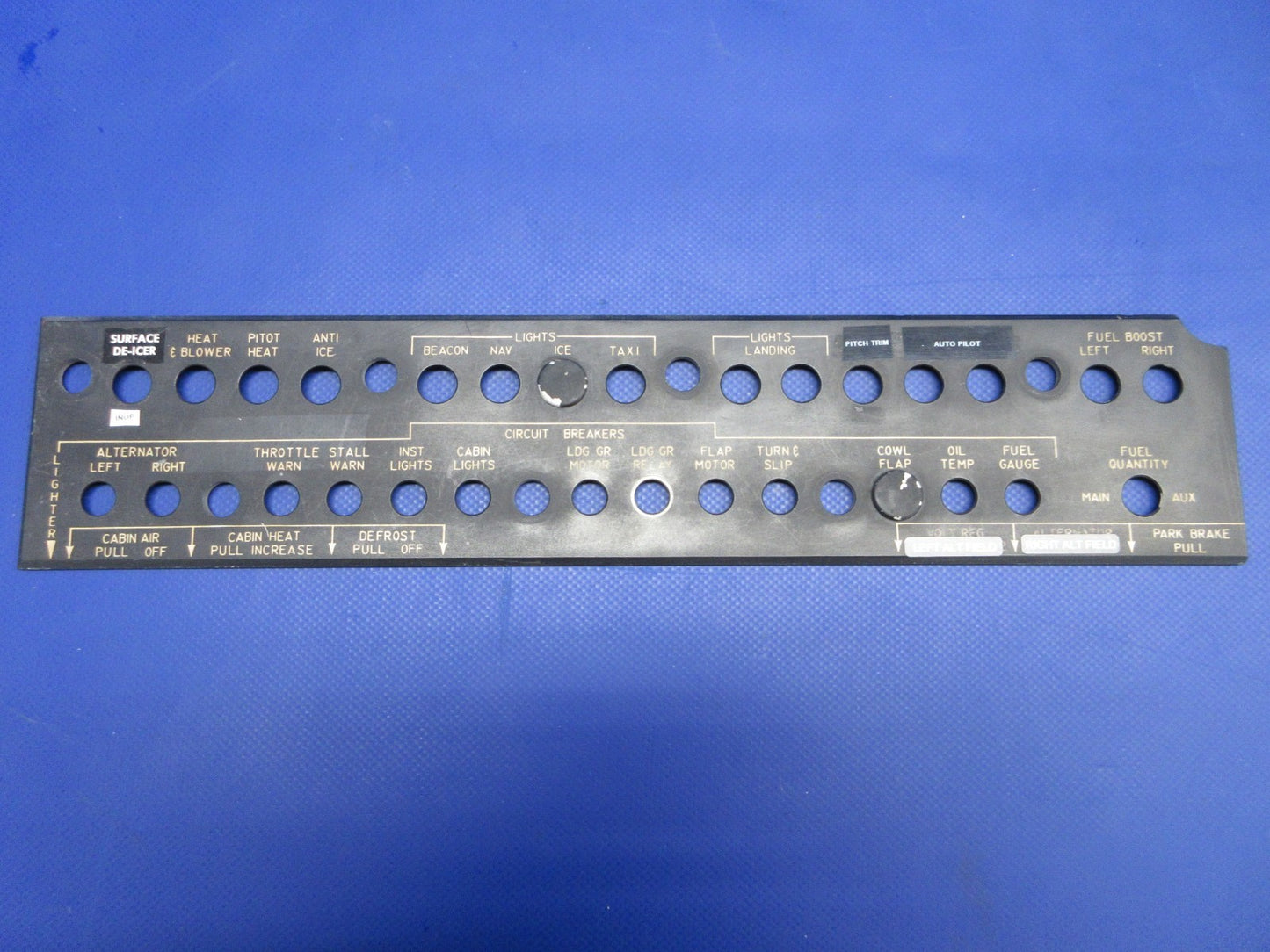 Beech D95A Travel Air Instrument Switch Sub Panel P/N 96-324034-7 (0326-737)1