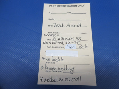 Beech Aircraft Lap Belt Half P/N 500782-11 (1124-787)8