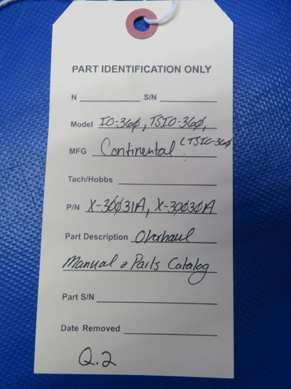 Continental IO-360, TSIO-360, LTSIO-360 OH & Parts Manual X-30031A (1024-201)