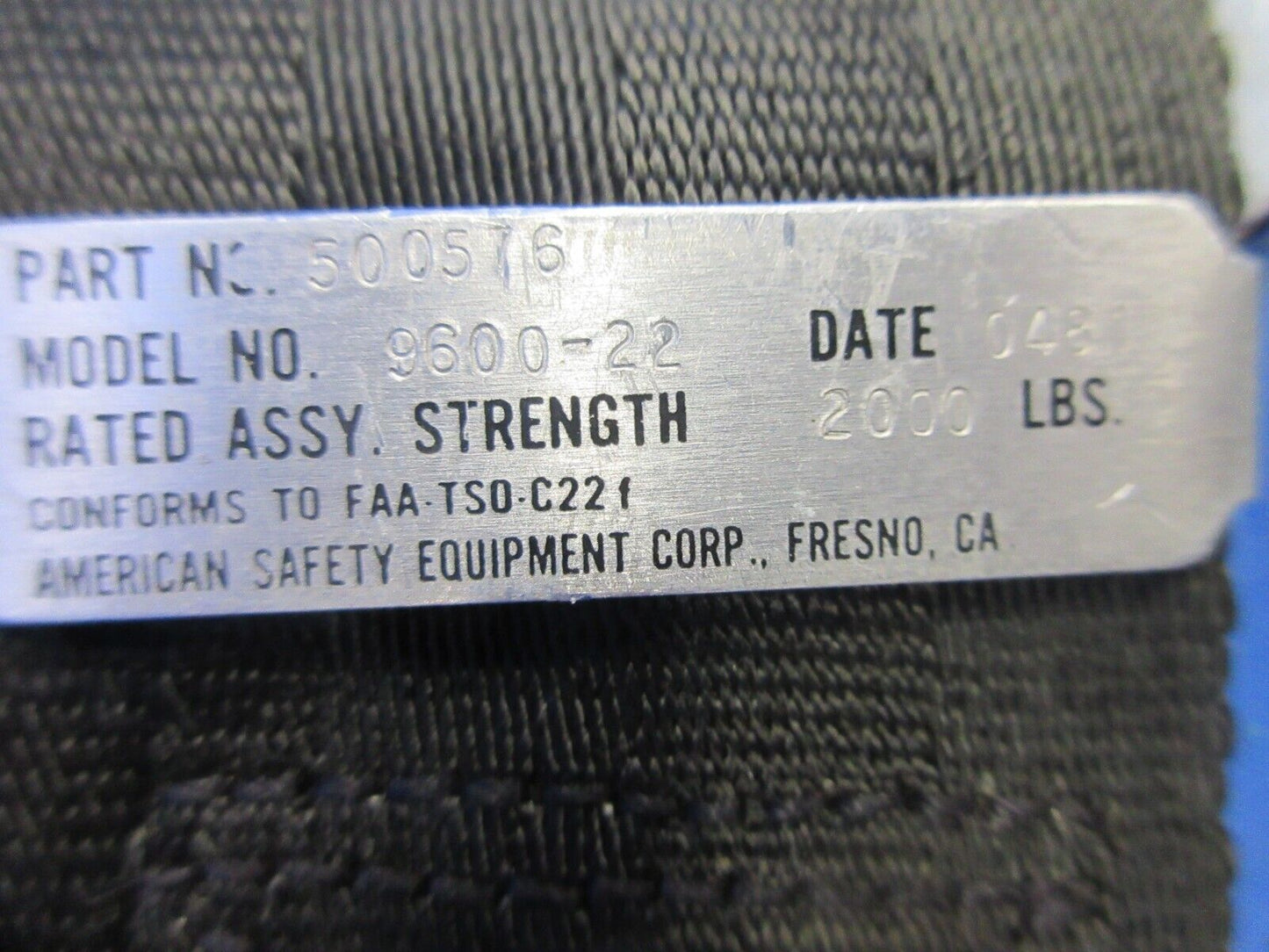 Aeronca 11AC Chief Co-Pilot Sear Belt Assembly P/N 500576 (1024-758)