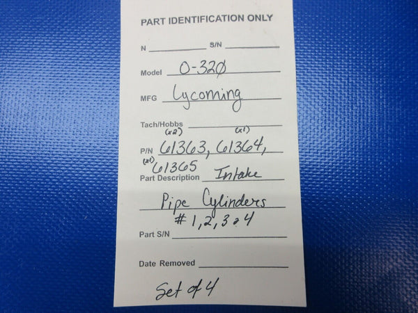 Lycoming O-320 Intake Pipe Cylinders #1, 2, 3 & 4 P/N 61363 SET OF 4 (1124-1469)