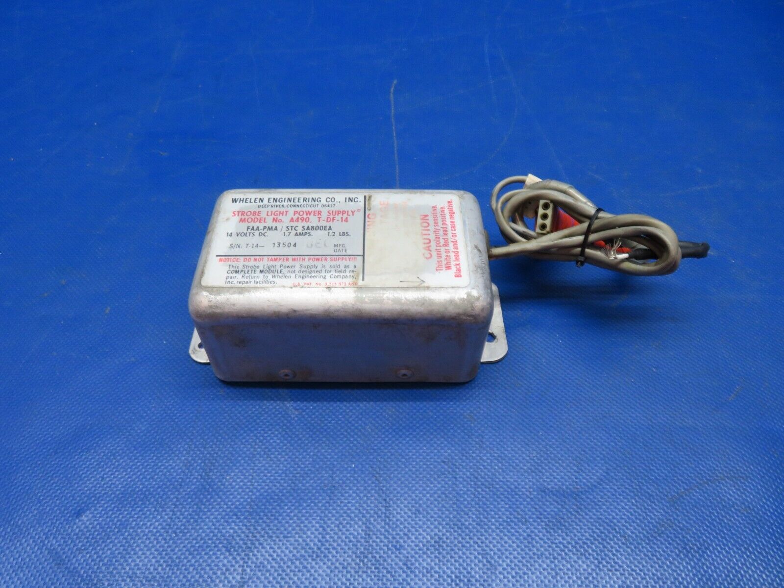 Cessna 150 / 150G Whelen Strobe Light Power Supply 14v A490 TESTED (0924-106)