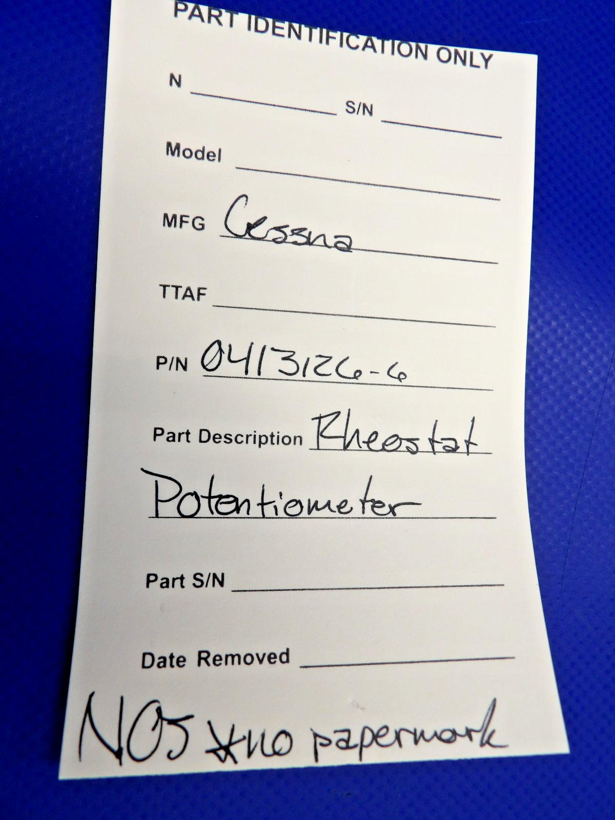 Cessna Rheostat Potentiometer P/N 0413126-6 NOS (0426-1225)10