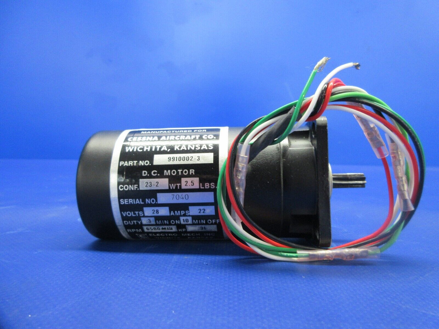 Cessna Electro-Mech Gear Motor 28V P/N 9910002-3 OVERHAULED w/8130 (1224-755)