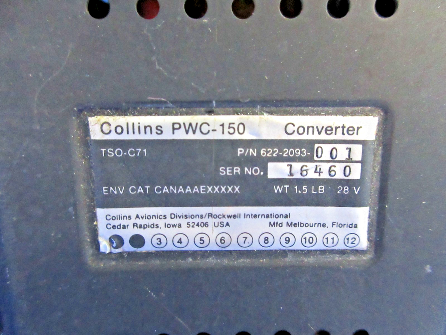Collins PWC-150 Converter 28V P/N 622-2093-001 WARRANTY (0426-749)2