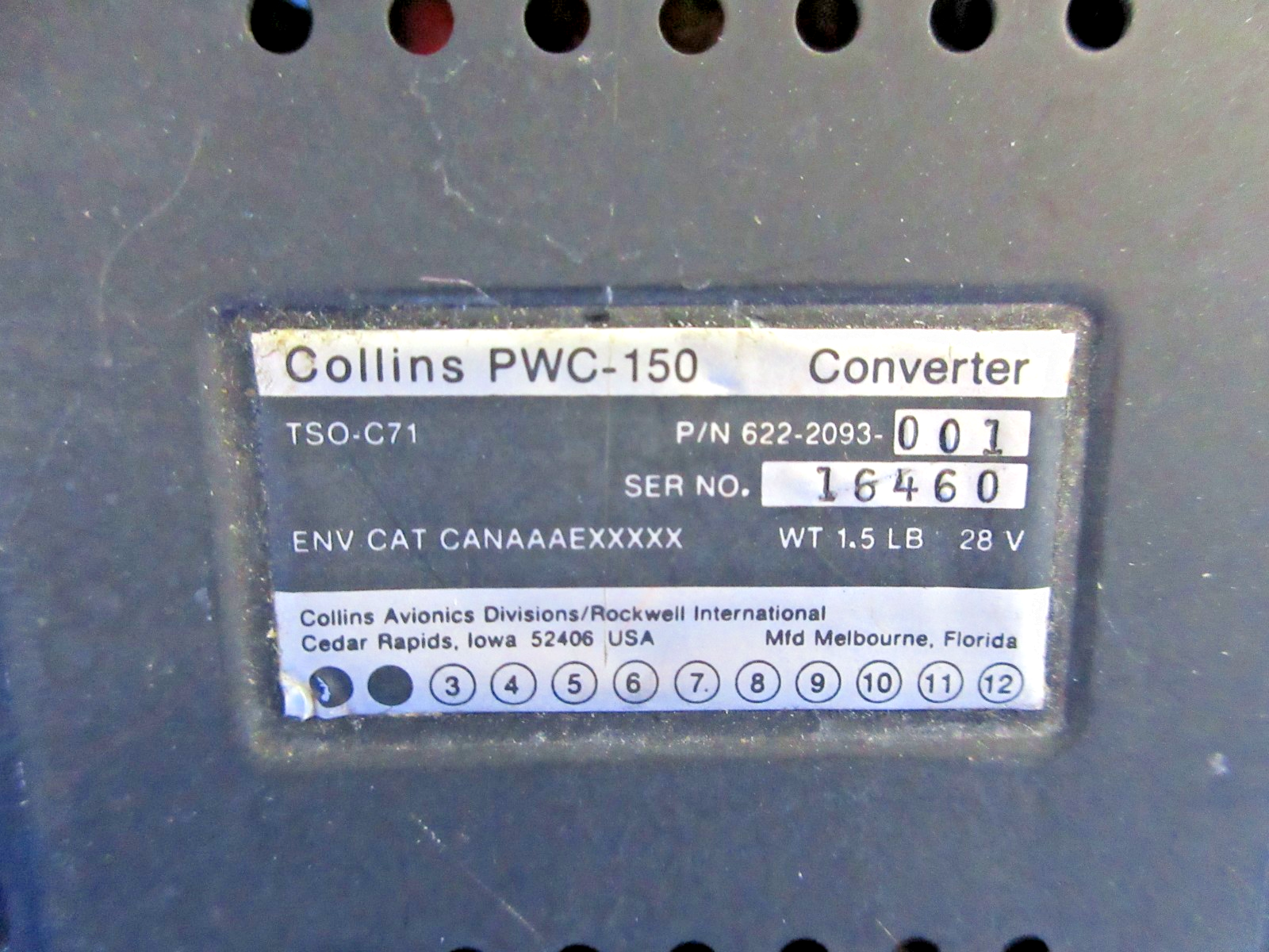 Collins PWC-150 Converter 28V P/N 622-2093-001 WARRANTY (0426-749)2