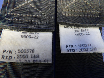 Beech 76 Duchess Am-Safe 9600-22 Seat Belt Rear Pilot P/N 500577 (0526-1301)2