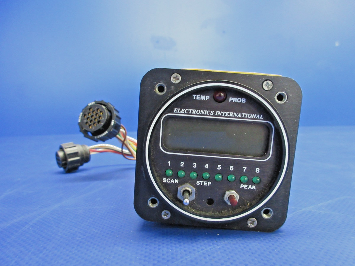 Electronics International EGT Indicator w/Connector P/N SR-8 TESTED (0926-893)3