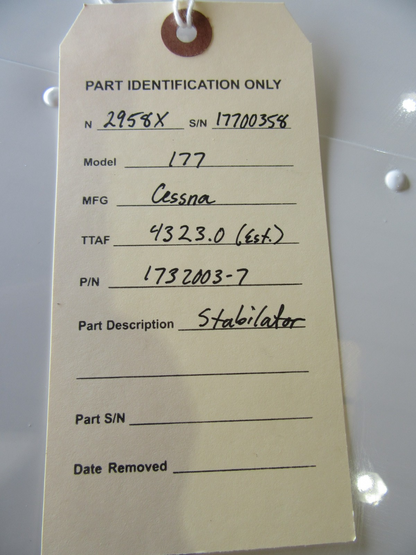 Dented Cessna 177 Cardinal Stabilator P/N 1732003-7 (0826-19)23