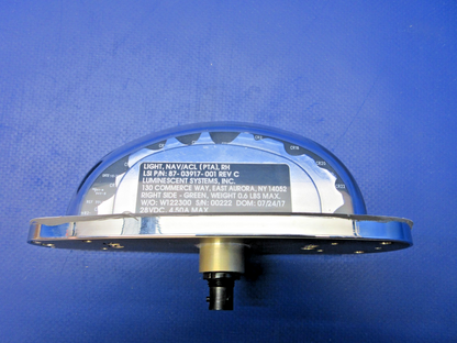 Luminescent Systems RH Nav Wing Tip Light 28V P/N 87-03917-001 TESTED (0526-923)3