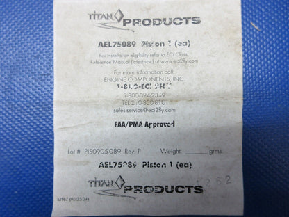 Engine Components Piston P/N AEL75089 NOS (1124-1312)