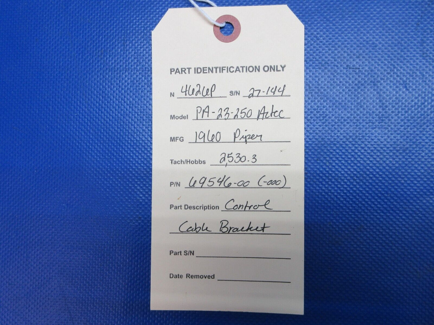 Piper PA-23-250 Aztec Control Cable Bracket P/N 69546-00 (1024-1217)