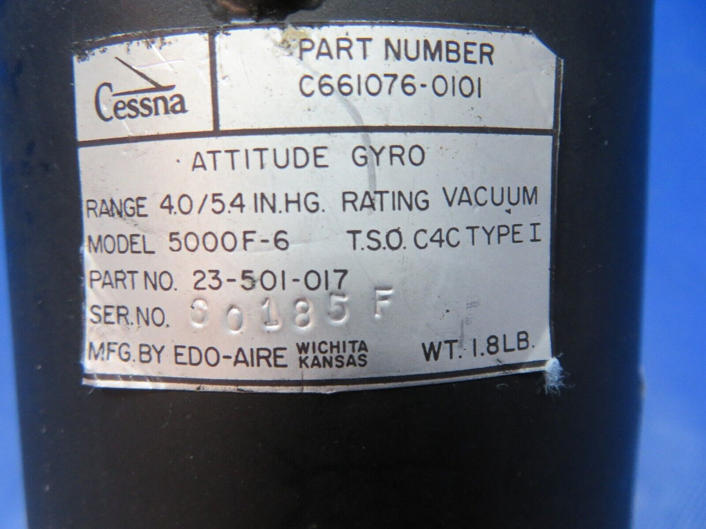 Edo-Aire 5000F-6 Cessna Attitude Gyro P/N 23-501-017 CORE (1124-107)