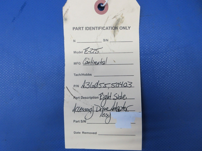 Continental E-225 Right Side Accessory Drive Adapter Assy P/N 50403 (0824-1223)