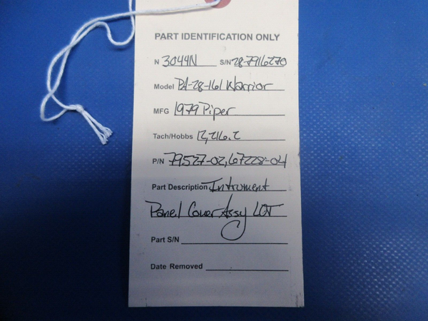 Piper PA-28-161 Warrior Instrument Panel Cover Assy P/N 79527-02 LOT (0824-984)