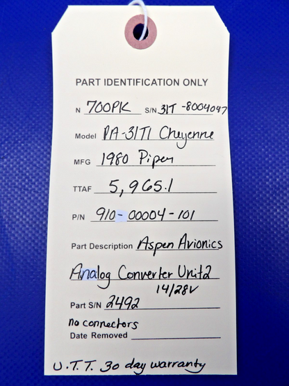 Piper Aspen Avionics Converter Unit 14/28V 910-00004-101 WARRANTY (0626-1311)9