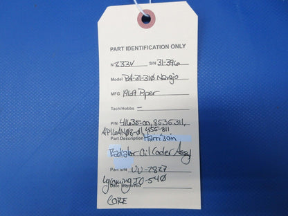 Piper PA-31-310 Harrison Radiator Oil Cooler Assy P/N 455-811 CORE (0824-2052)