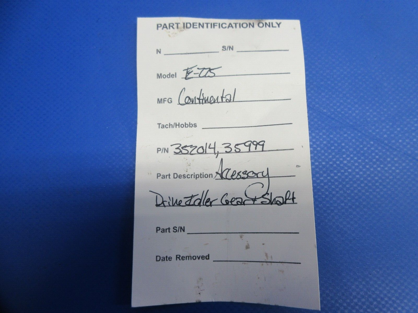 Continental E-225 Accessory Drive Idler Gear & Shaft P/N 352014 (0824-892)