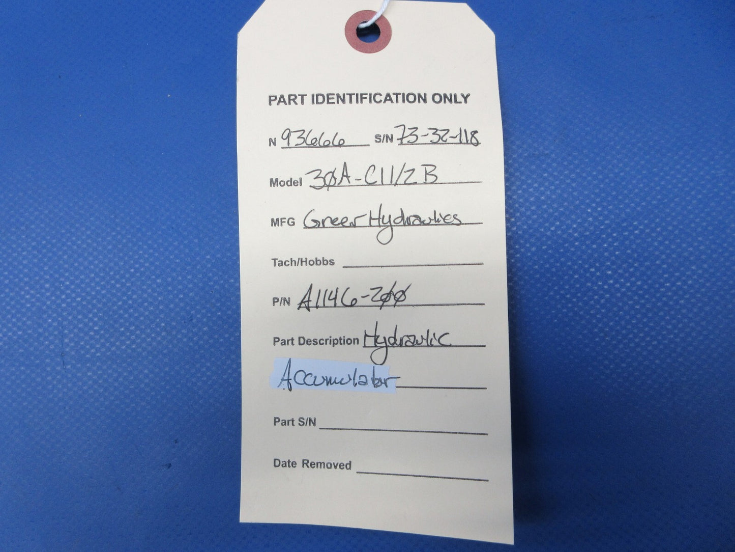 Greer Hydraulics 30A-C11/2B Hydraulic Accumulator PN A1146-200 CORE (0924-1338)9