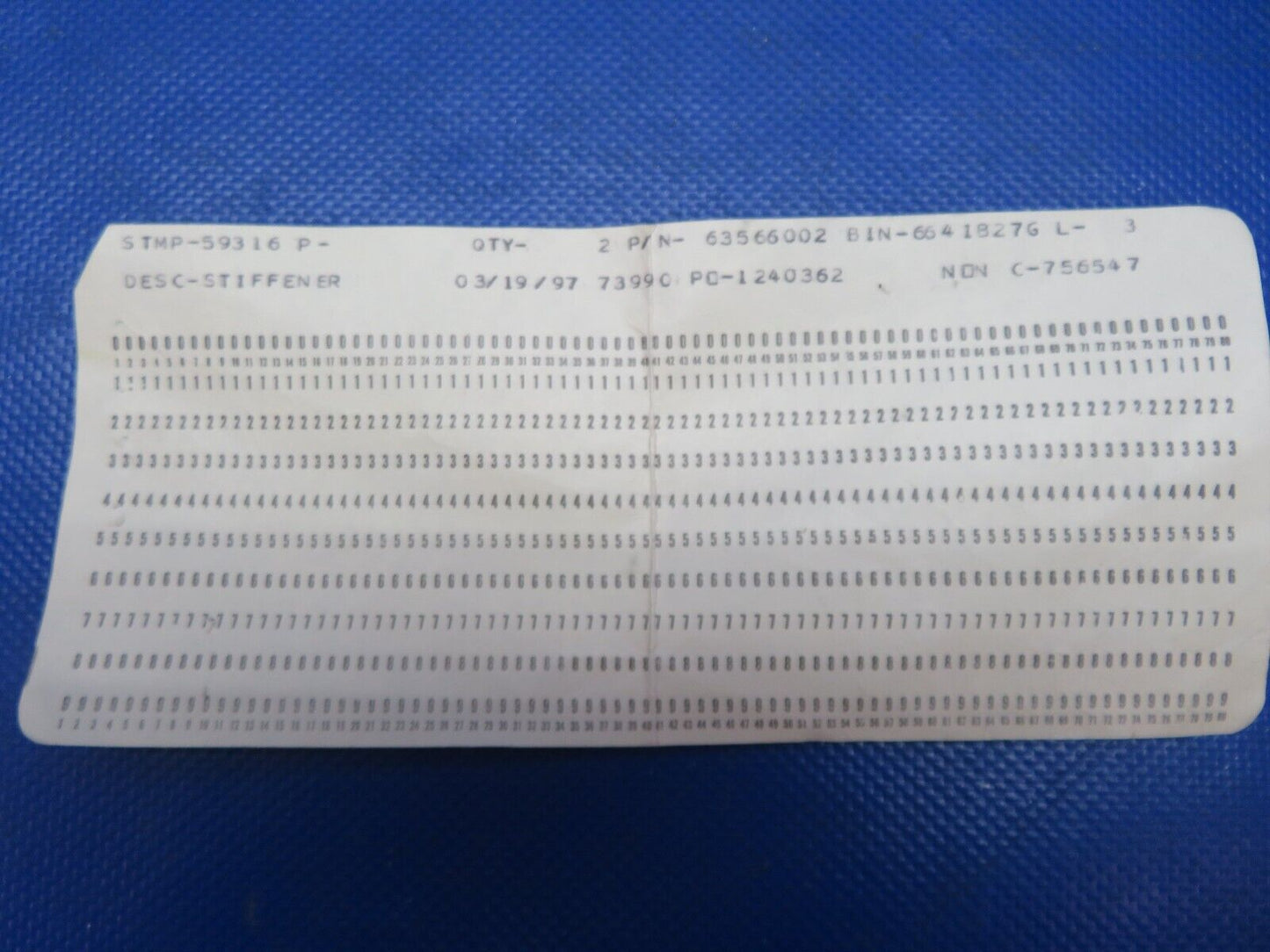 Piper PA-28 Stabilator Stiffeners P/N 63566-02 LOT OF 2 NOS (1124-116)