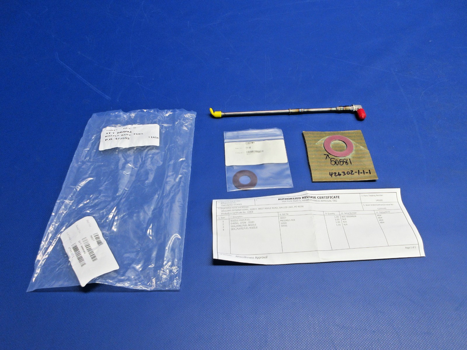 Pratt Fuel Nozzle, Seal Ring & Seal Plate w/8130 P/N 50581 NOS (0426-771)0
