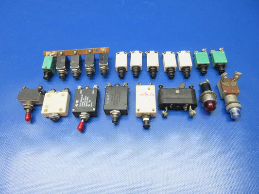 Piper PA-28-180 Circuit Breakers & Switches P/N 7277-2-2 LOT OF 20 (1124-1476)