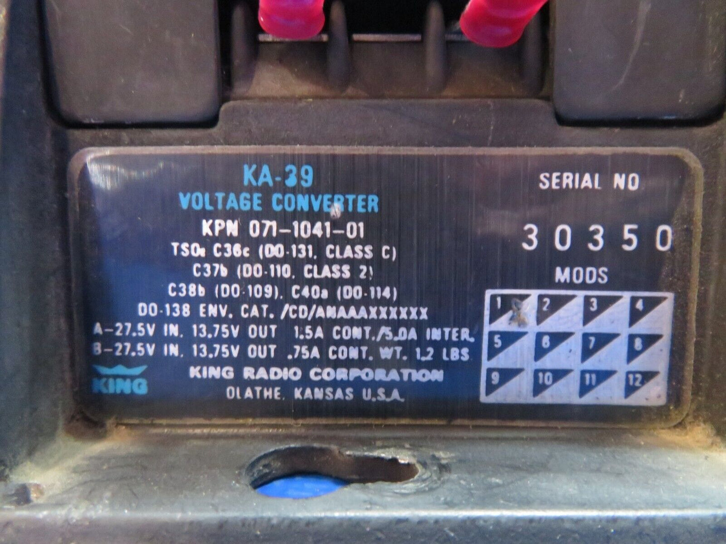 Cessna P337H King KA39 Voltage Converter P/N 071-1041-01 WARRANTY (0724-1942)