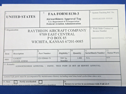 Beech Beech Jet Fuel Cell Gasket w/8130 128-920060-79 LOT OF 7 NOS (0326-747)1