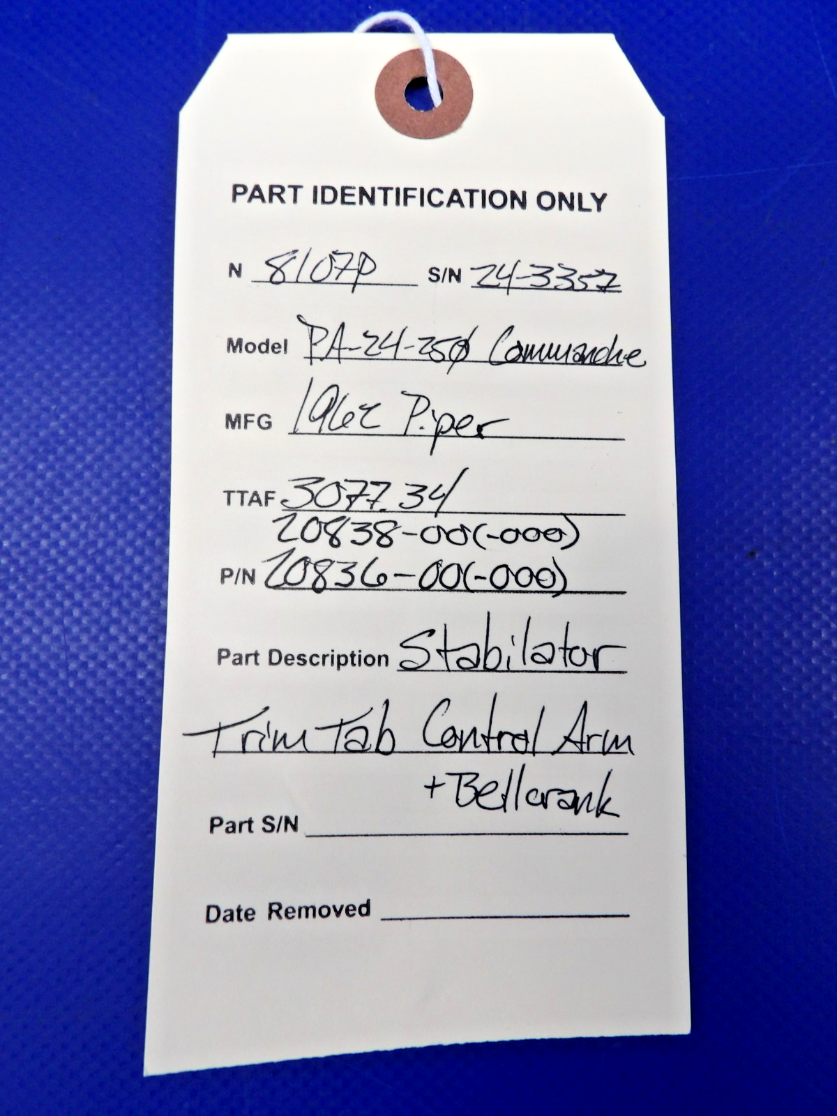 Piper Comanche Stabilator Trim Tab Control Arm & Bellcrank 20836-00 (0526-1232)12