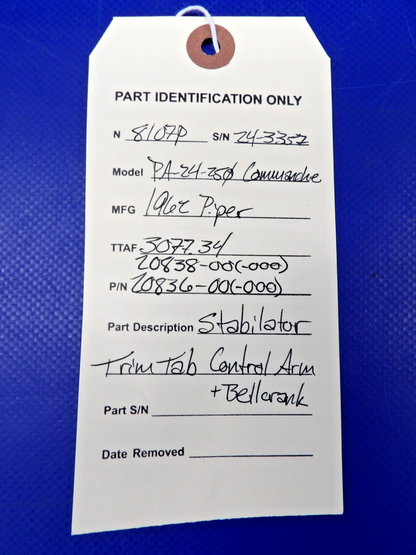 Piper Comanche Stabilator Trim Tab Control Arm & Bellcrank 20836-00 (0526-1232)12
