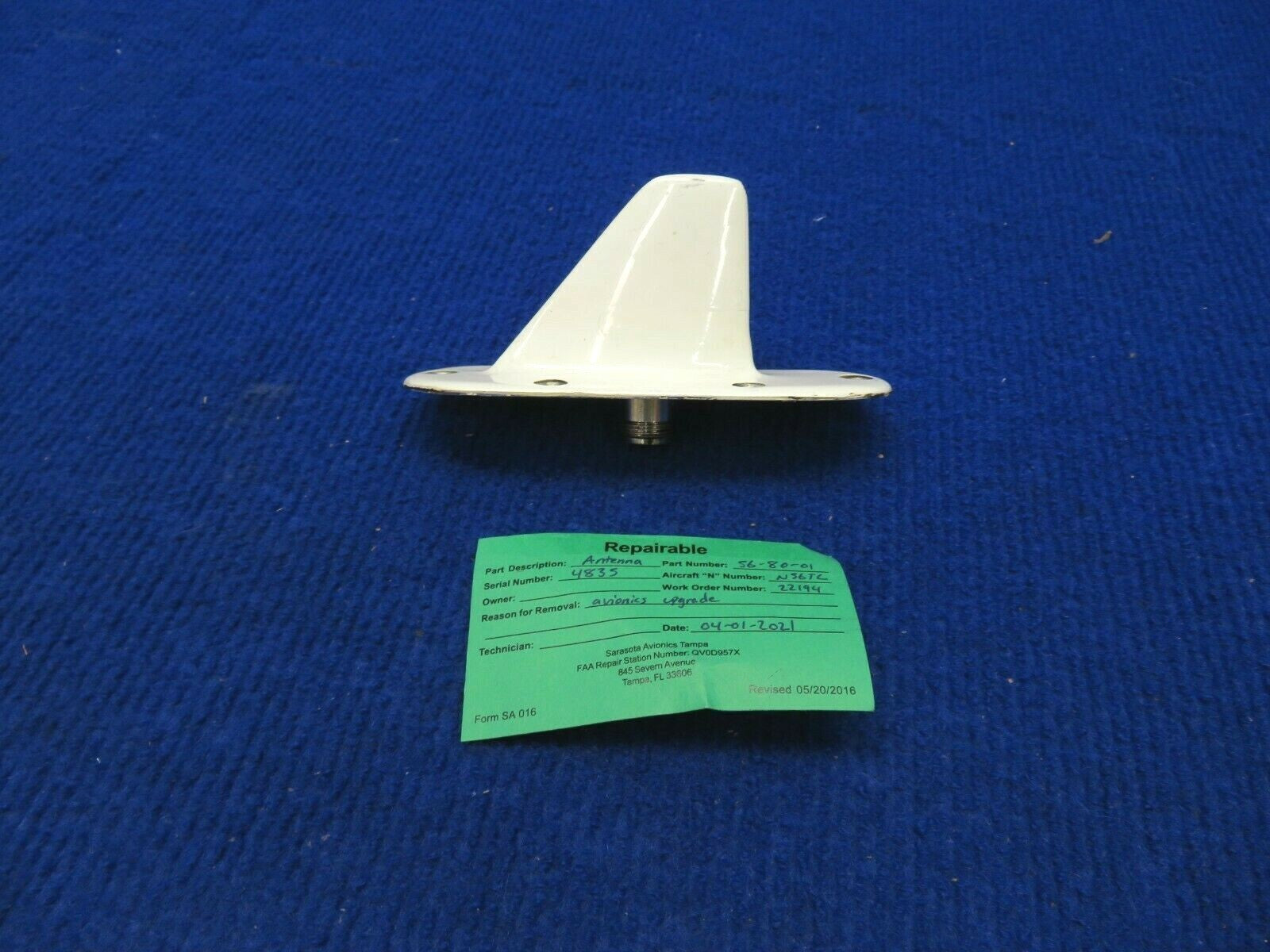 Trivec DME / Transponder Antenna P/N 56-80-01, 100-384129 (0322-375)0