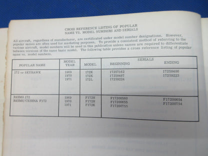 Cessna 172 & Skyhawk 1969-1971 Service Manual P/N D840-13-M-S-1300-7 (1024-1291)