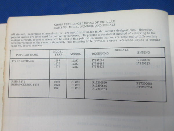 Cessna 172 & Skyhawk 1969-1971 Service Manual P/N D840-13-M-S-1300-7 (1024-1291)