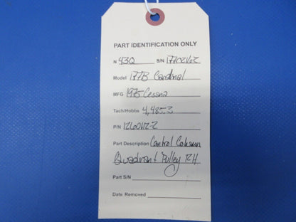 Cessna 177B Cardinal Control Column Quadrant Pulley RH P/N 1260112-2 (0824-1265)