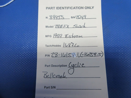 Enstrom 280FX Helicopter Cyclic Bellcrank P/N 28-16158-1 (1124-763)