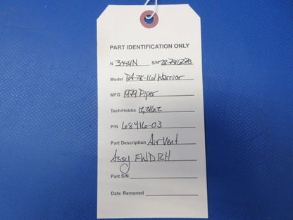 Piper PA-28-161 Warrior Air Vent Assy FWD RH P/N 68416-03 (0824-2130)
