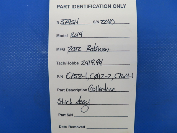 Robinson R44 Raven II Helicopter Collective Stick Assy P/N C758-1 (0724-2069)