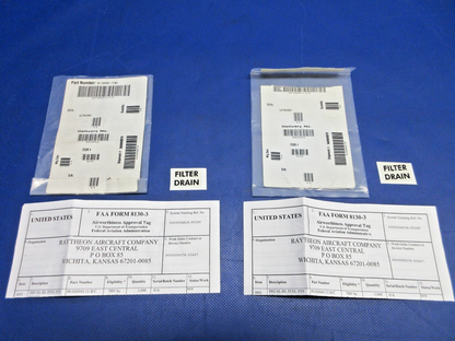 Beech " Filter Drain " Decal w/8130 P/N 99-920043-11 LOT OF 2 NOS (0426-800)1
