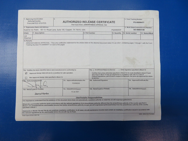 @Continental IO-470-U Superior Millennium Cylinder P/N SA47006L-A206P (0724-2010