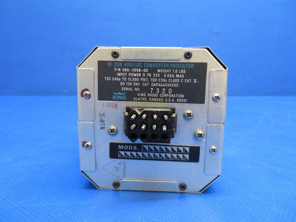 Bendix/King KI208 VOR/LOC Converter/Ind. 11-33V 066-3056-00 WARRANTY (0424-1789)