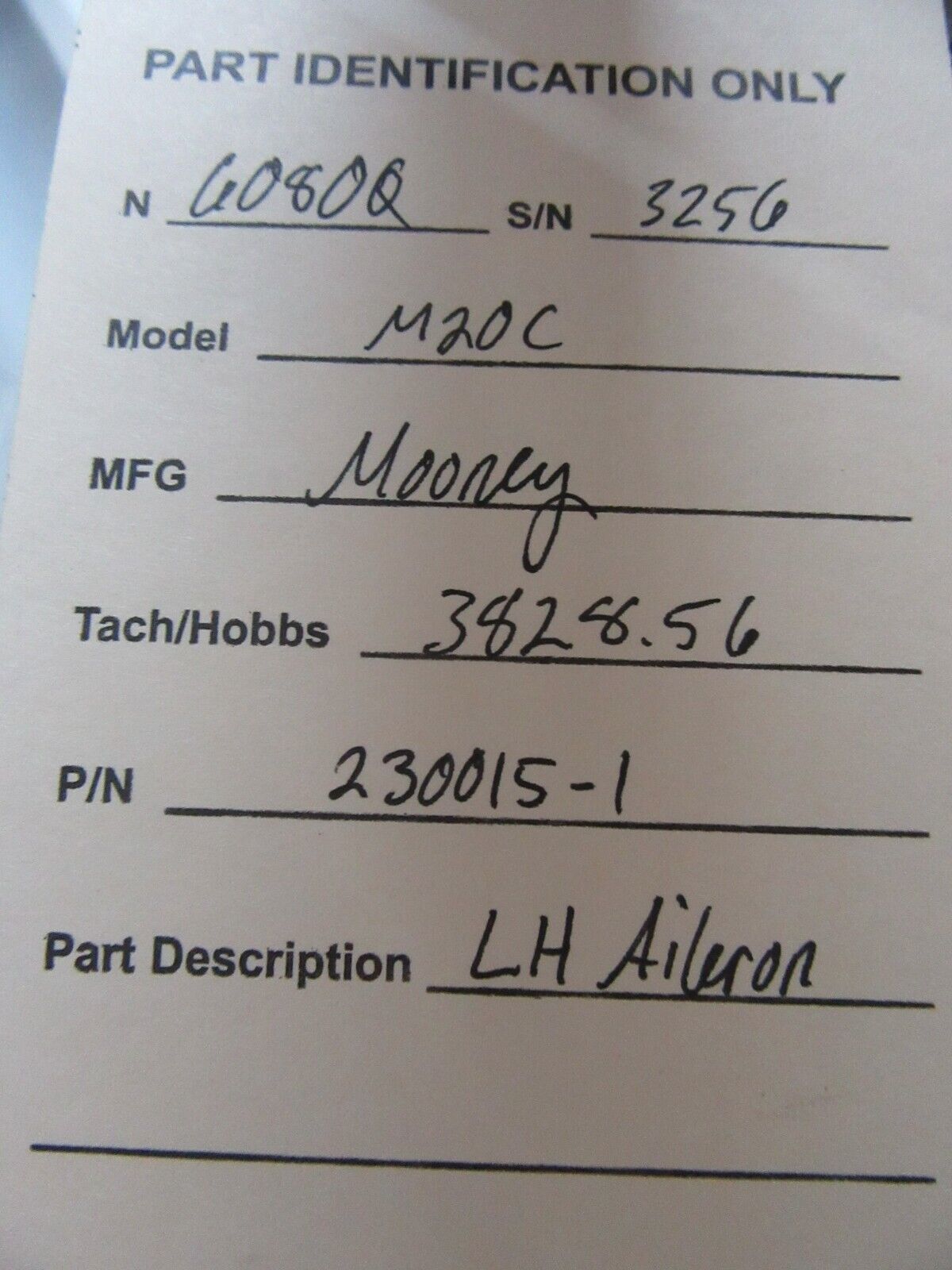 Mooney M20 / M20C LH Aileron Assy P/N 230015-1 (0924-08)