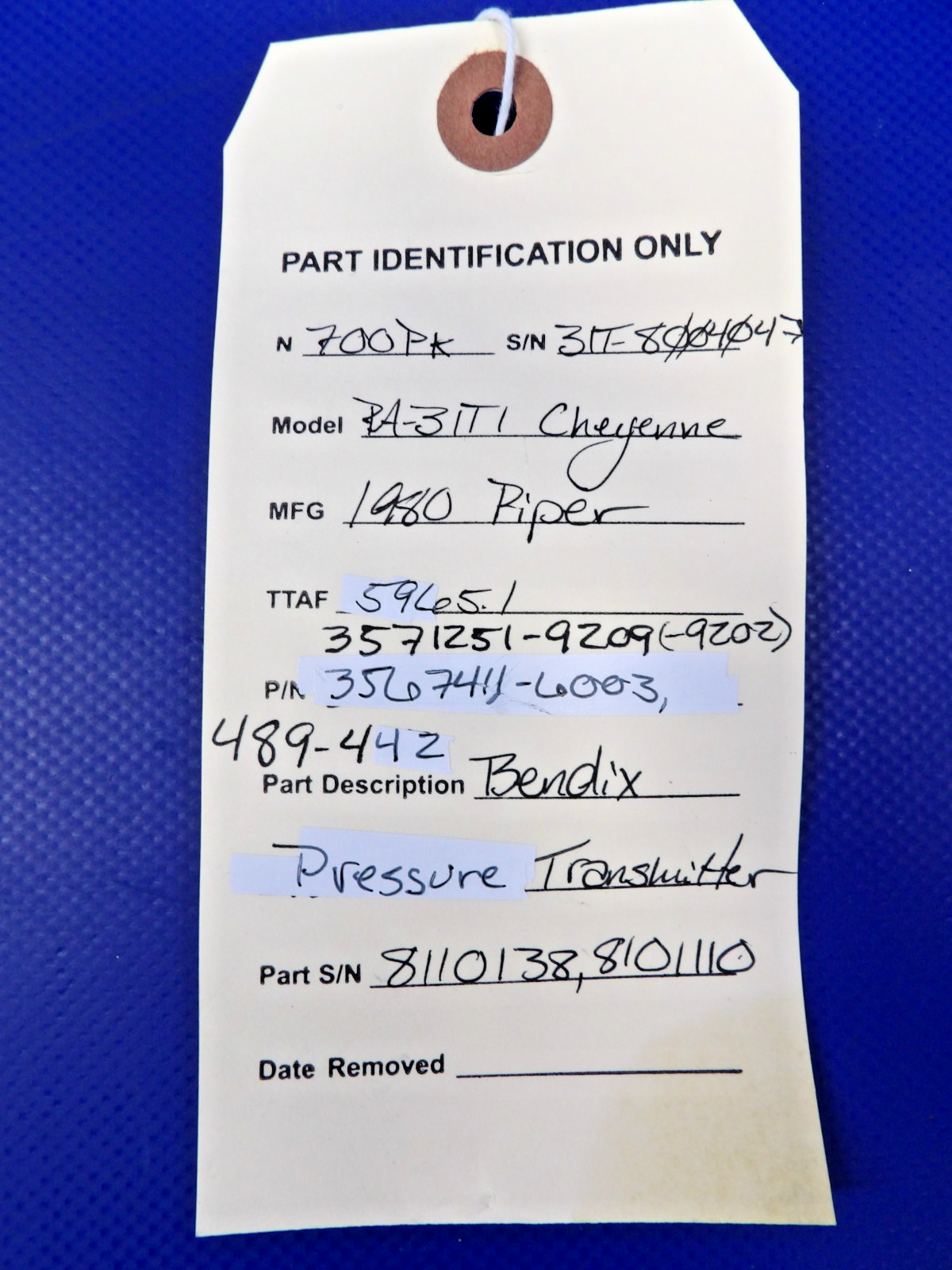 Piper PA-31T1 Cheyenne Bendix Pressure Transmitter P/N 3567411-6003 (0626-1357)12